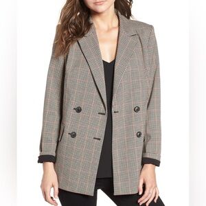Trouve plaid double breasted plaid blazer, size XS